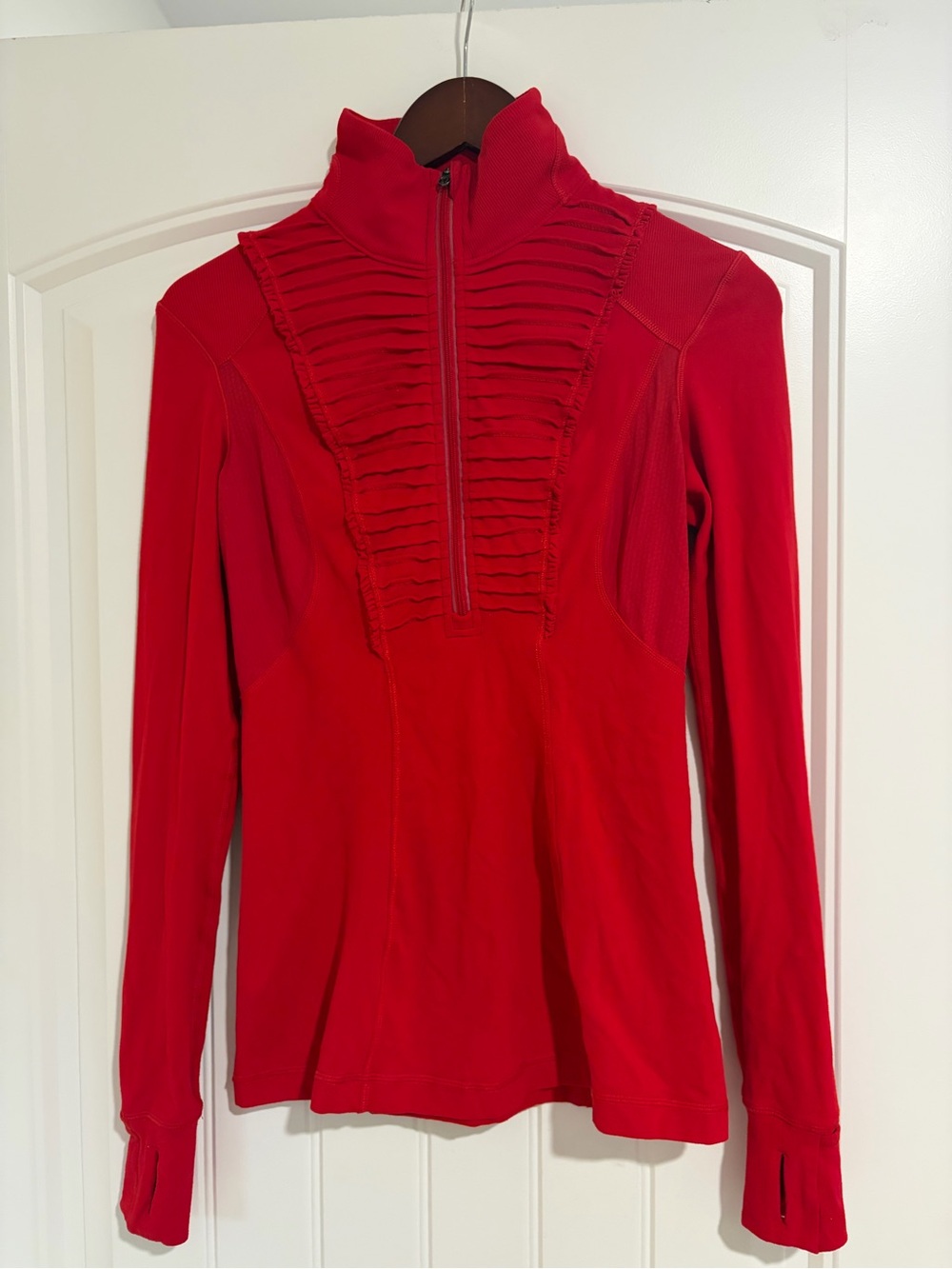 lululemon athletica Red Ribbed Zip-Up Long Sleeve Top